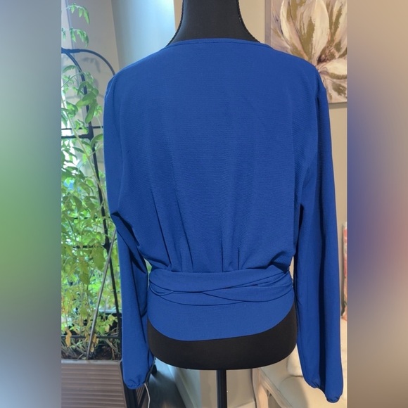 NWOT Elegant Blue Wrap Top - Picture 3 of 4
